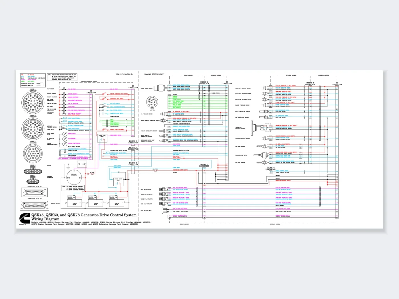 Cummins QSK45, QSK60 & QSK78 Generator Drive Control System Wiring Diagram