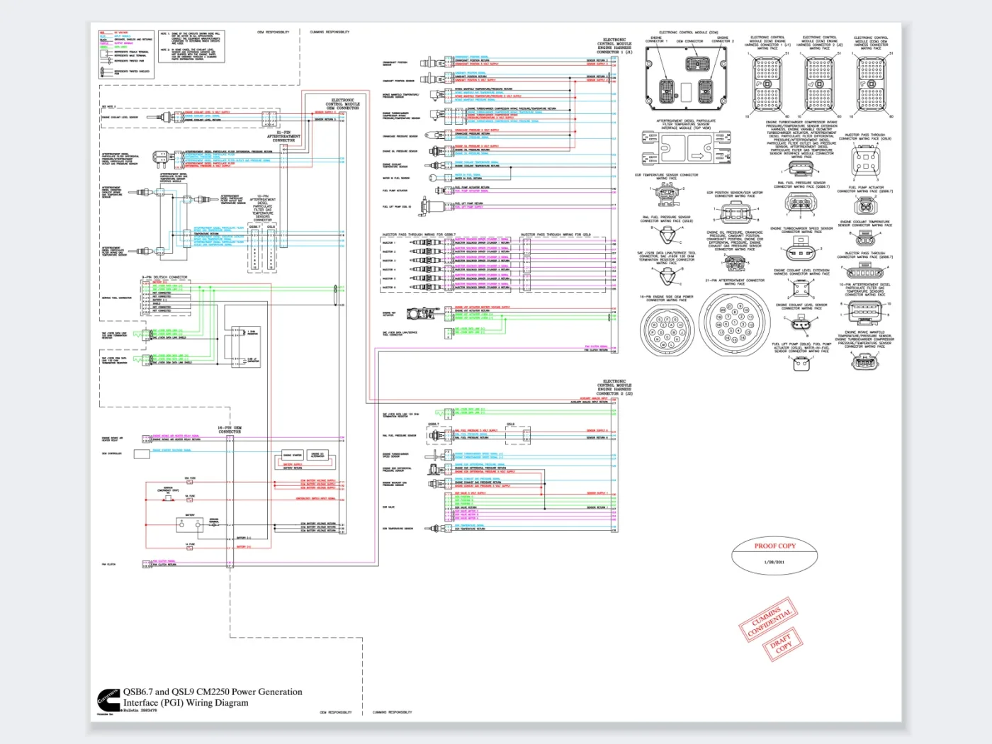 Cummins QSB6.7 & QSL9 CM2250 Power Generation Interface (PGI) Wiring Diagram (Bulletin 2883478)